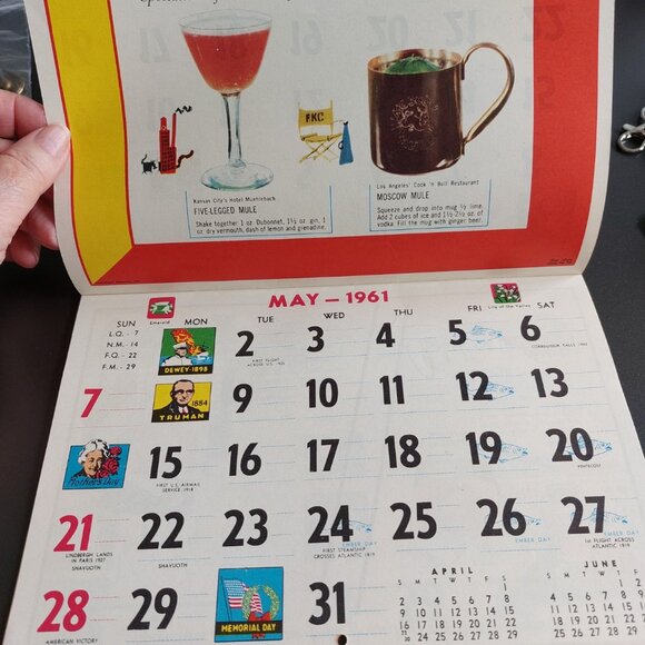 vintage 1961 bar calendar from WK Oriental Foods in Regina - Picture 8 of 16